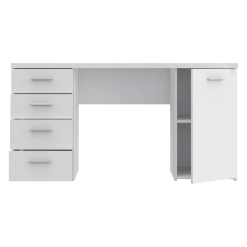 Białe biurko 145x60 cm z 4 szufladami i szafką